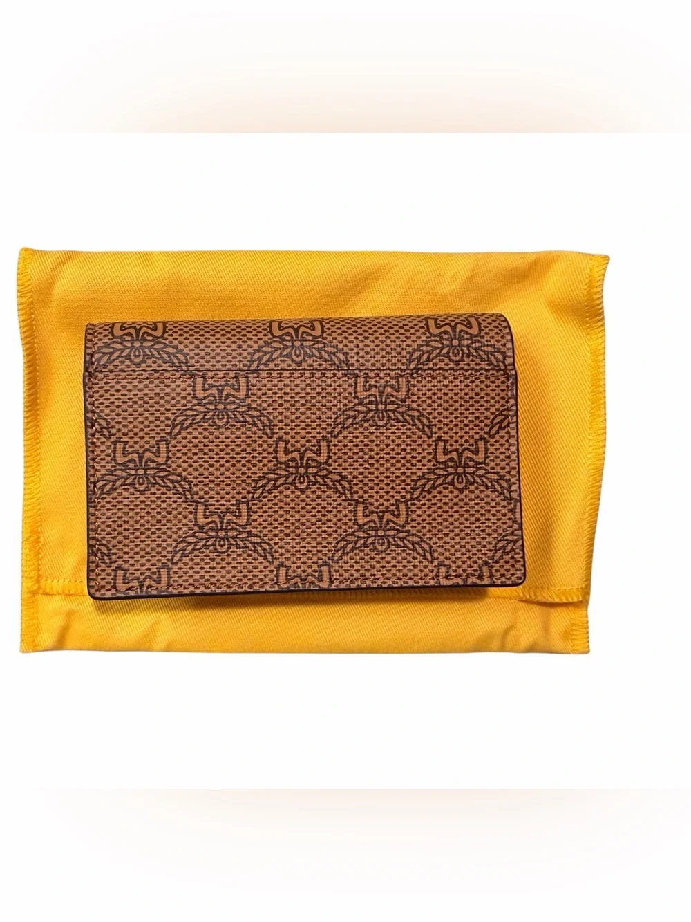 Brand New MCM Cognac and Black Visetos Logo Card Wallet